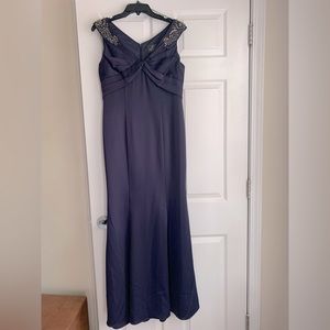 Navy Adrianna Papell Full Length Gown 12P